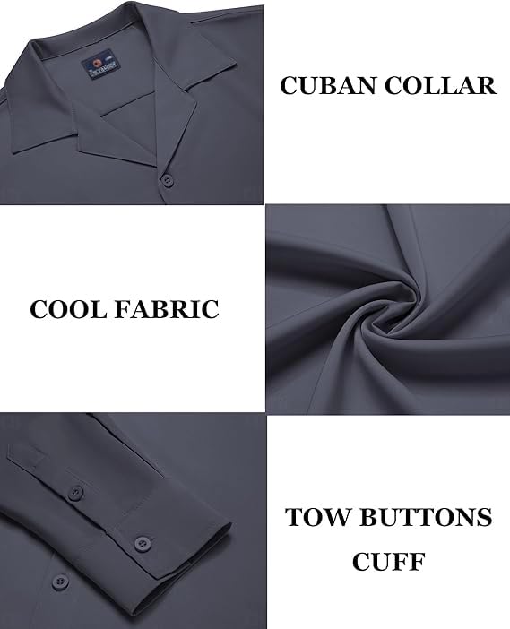Image of CB-COLEBROOK Men Luxury Satin Silk Dress Shirt - Long Sleeve, Satin, Shiny Button Down, Prom, Wedding Party Shirt