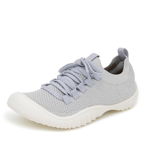 Image of JBU Women's Brittney Casual Lace-Up Comfort Sneaker, Light Grey, 4 UK