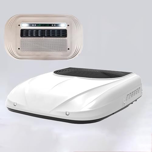 Gtzly RV Air Conditioner 1800W (8500 BTU), Low Power 12V DC Ultra-thin Roof Air Conditioner, 150-350m³/h Airflow, Quiet for Car Trucks Vans Construction Vehicles Trailers(Bianco)