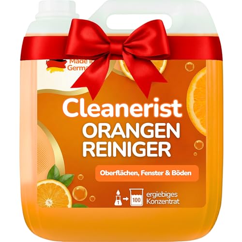 Cleanerist 5L Orangenreiniger Konzentrat [1:100] - ergibt bis zu 500L Universalreiniger mit Orangenduft - Allzweckreiniger ähnl. zu Orangenöl für Oberflächen, Küche, Bäder, Boden, Glas & Fenster
