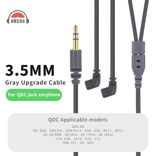 Câble de rechange QDC okcsc résistant aux nœuds avec fiches plaquées argent pour écouteurs