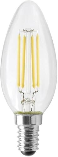 4.5 vatios; LED B11; transparente; 350 lúmenes; 3000 K; Base europea; 120 voltios