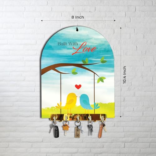 Image of BEE CREATIVE Key Holder for Wall | Wall Mounted | Key Stand | Key Hanger for Wall Home Living Room Bedroom & Hall | Decorative Key Hanger for Home | 5 Hooks, with Premium Gold Acrylic Hooks Panel.