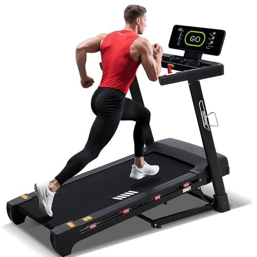 ECHANFIT Heavy Duty Treadmill for Home, 20% Auto Incline Treadmill 400 LB Capacity, 20" Wide Deck, 0.6-12 MPH, LED Display, Bluetooth Speaker, Foldable with App