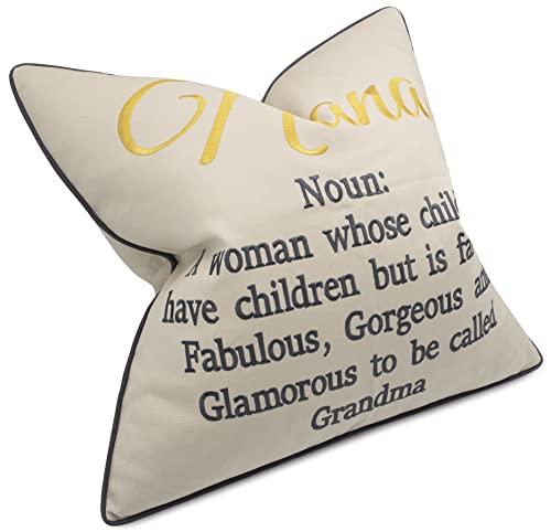 Yugtex Nana Definition Embroidered Square Accent Throw Pillow Cover - Gift For Grandma, Mothers Day - 14X14, Natural #TOP1
