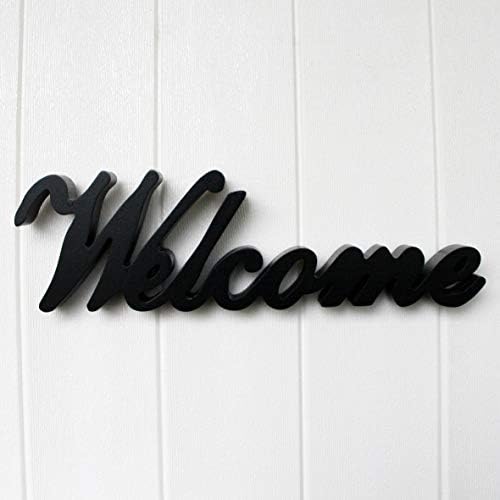 CVHOMEDECO. Matt Black Wooden Words Sign Free Standing Welcome Desk/Table/Shelf/Home Wall/Office Decoration Art, 14.5 x 4.25 x 1 Inch