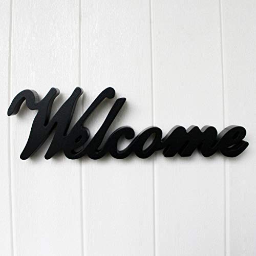 Cvhomedeco. Matt Black Wooden Words Sign Free Standing Welcome Desk/Table/Shelf/Home Wall/Office Decoration Art, 14-1/2 X 4-1/4 X 1 Inch #TOP2