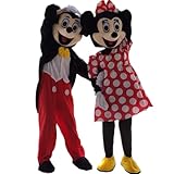 GYSCWHD Classic mascot costumes for men and women to choose from, Halloween Christmas party cheerleading mascot costumes (red dot and black, L)