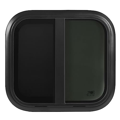Finestra Scorrevole Per Camper - Vetro Temperato Nero, Dimensioni 30x40 Cm, Con Zanzariera