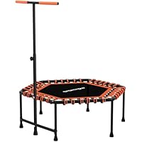 SPORTNOW 45 Fitness Trampoline with Adjustable Handle, Mini Trampoline for Adults with LED Lights, Bungee Rebounder for Indoor Exercise Workout, Max Load 220lbs, Orange