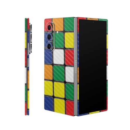 Carbon Fiber Phone Skin Compatible with Samsung Galaxy Z Fold 7 - Puzzle Cube - Premium 3M Vinyl Protective Wrap Decal Cover - Easy to Apply | Crafted in The USA by MightySkins by Vision Signs & Graphics - Used condition - US$6.15