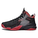 CJSPORX Mens Basketball Shoes Anti Slip Fashion Sneakers Zapatos de Hombre Running Black Red-3 Size 13