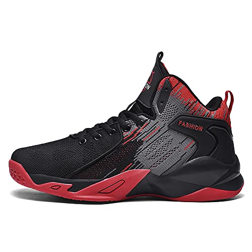 CJSPORX Mens Basketball Shoes Breathable Athletic Sneakers Non Slip Running Fashion Sneakers Black Red-3 Size 8-1