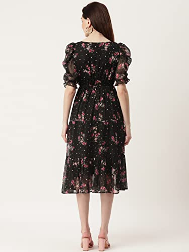 Image of Wisstler Women Midi Dress with Lining,Fashion Dress,MIDI Length Dress