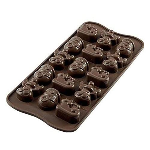 silikomart | SCG23 Moule en Silicone pour chocolats CHOCO WINTER, antiadhésif, 15 chocolats, paquet de 1 Moule pour sucreries, Easy Choc, 33 x 27 mm, h 15 mm,...