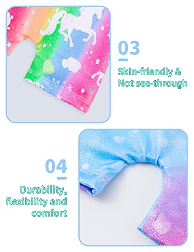 Nymphperi Gymnastics Leotards For Girls 2 Pack Size 4T 5T Soft Colorful Rainbow Sparkly Biketards Cute Unicorn Sleeveless Swimsuit For Birthday Gift thumb #3