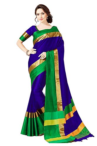 Image of PerfectBlue Women's with Blouse Piece Saree (VisvaVariation Lightgreenbrown Free Size)