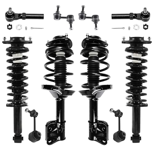 Image of Detroit Axle - 10pc Suspension Kit for 2009 2010 2011 2012 2013 Subaru Forester, Front and Rear Coil Spring Struts Sway Bars Outer Tie Rods Replacement Quick Install Ready Struts Shocks Assembly
