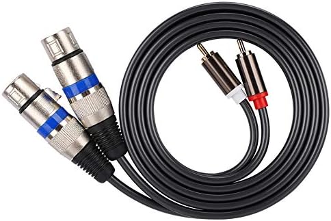 Dual for RCA Male to Dual XLR Female Audio Adapter Cable Patch Cord Double-row PVC Wire for Audio Connections from Microphone Mixers, Headphone Amplifiers, and other Equipment.
