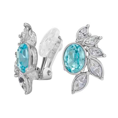 Boucles d'oreilles clip confort cristal bleu pour oreilles non percées