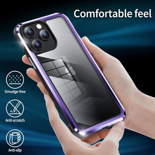 Protection silicone violet iPhone 14 Pro et étui transparent noir - 6