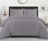 Lazzaro Satin Stripe Super King Duvet Set - Premium Hotel Quality Quilt Cover Super King Size Bedding Set - Hypoallergenic Ultra Soft Superking Duvets Sets With Zipper Closure - Image 1