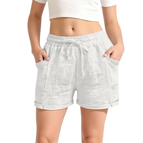 Pantalones cortos de algodón y lino para niñas, pantalones cortos atléticos de verano para adolescentes, pantalones deportivos casuales para correr, gimnasio, escuela, pantalones deportivos, ligeros