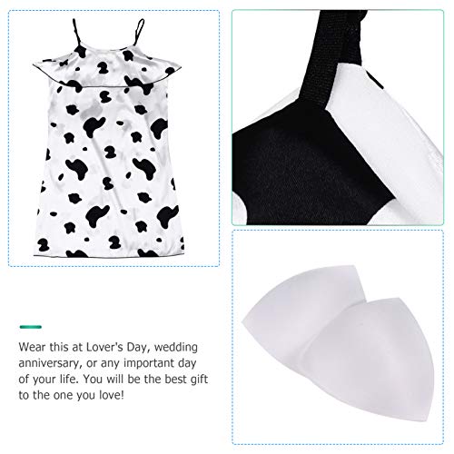 PRETYZOOM Camisola feminina de dormir com estampa de vaca, pijama com alça de ombro, pijama feminino