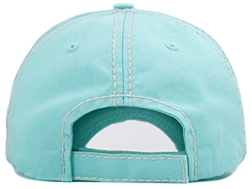 Image of Vacation Beach Camping Womens Baseball Cap Distressed Vintage Unconstructed Embroidered Patch Hat