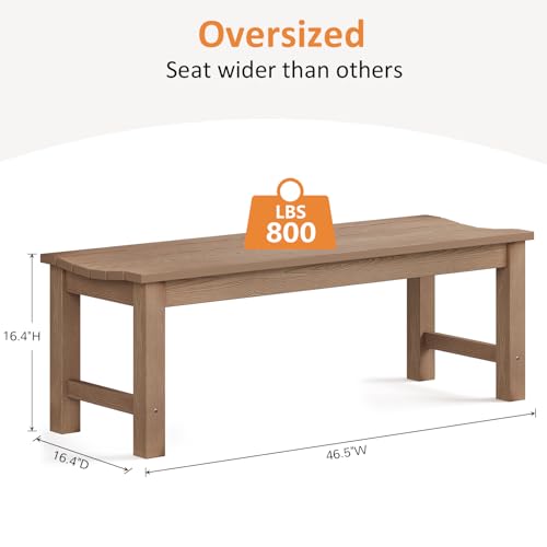 Image of Outdoor Bench Set of 2, 2-Person Patio Backless Benches, HIPS Weatherproof Garden Bench that Never Rot and Fade, Suit for Backyard, Church, Patio, Deck and Entryway (Teak)