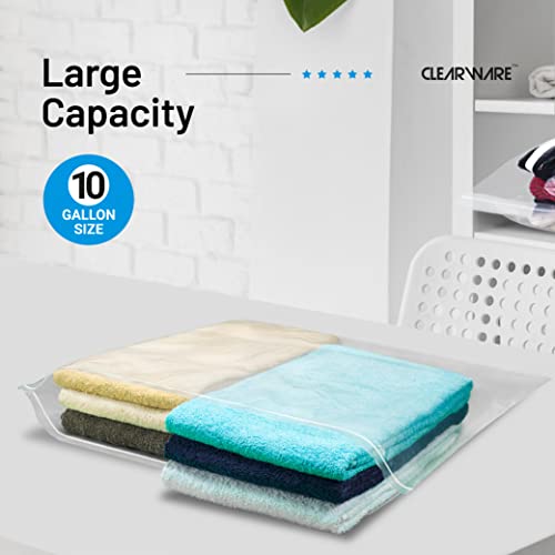 15 Count - Large Storage Bags With Zipper Top, 10 Gallon Size 24" x 24", Extra Large Plastic, For Clothes, Travel, Moving, BPA-Free, Heavy Duty 3-Mil Thick - Thumbnail 6
