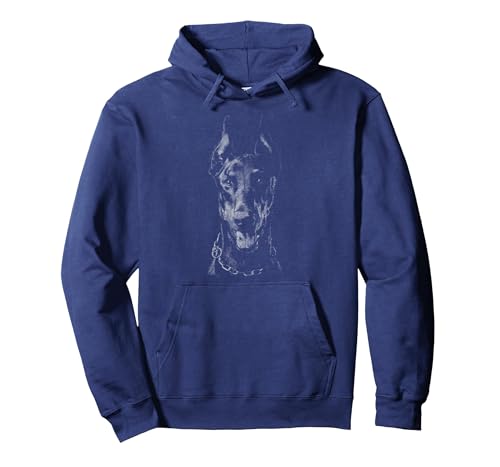 Dobermann Pullover Hoodie, Unisex für Erwachsene, Marineblau, S