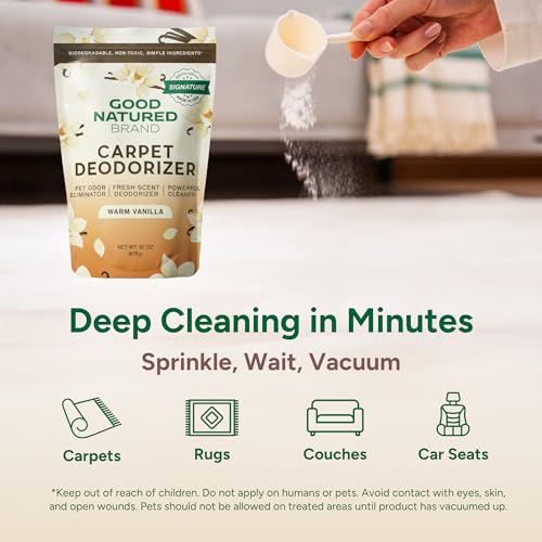 Image of Good Natured Brand | Carpet Freshener & Deodorizer Powder | 31 oz Pet Odor Eliminator for Strong Odor & Pet Urine | Fresh Natural Warm Vanilla Scent | Safe for Homes with Pets