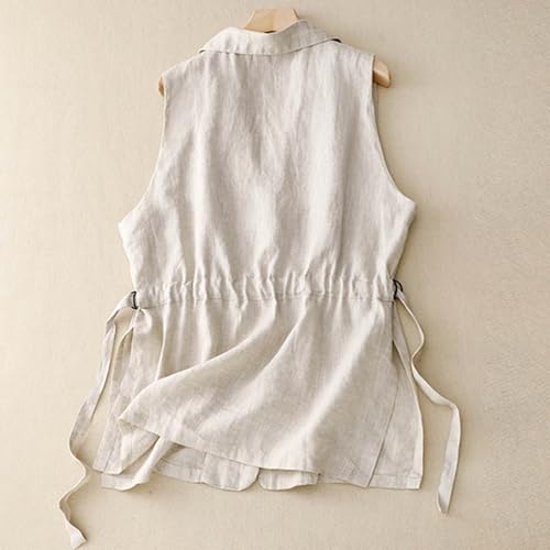 Chaleco de lino para mujer holgado que evita el calor con total ligereza casual 7