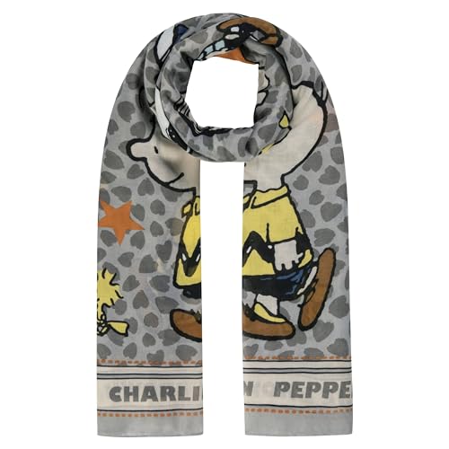 CODELLO Damen Schal Peanuts Design aus recyceltem Polyester Vielseitiger Schal für jede Saison, Leichtes Tuch, Snoopy & Charlie Brown Print, Perfekt für Frühling, Sommer, Herbst, Winter