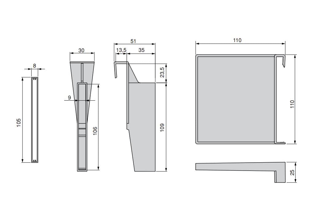 Emuca Zestaw separatorów do szuflad, Przegródki dzielące przestrzeń szuflady, Moduł 900mm, Aluminium, Biały