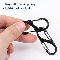 30 S-Haken Karabiner 51 Mm, Doppelkarabiner Aus Metall, Schwarz – Ansicht 4