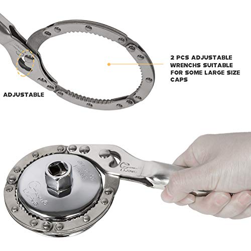 Sunluway 31 Pcs 3/8 Inch Auto Drive Oil Filter Socket Cup Type Cap & Adjustable Oil Filter Wrench Removal Tools Set #TOP5