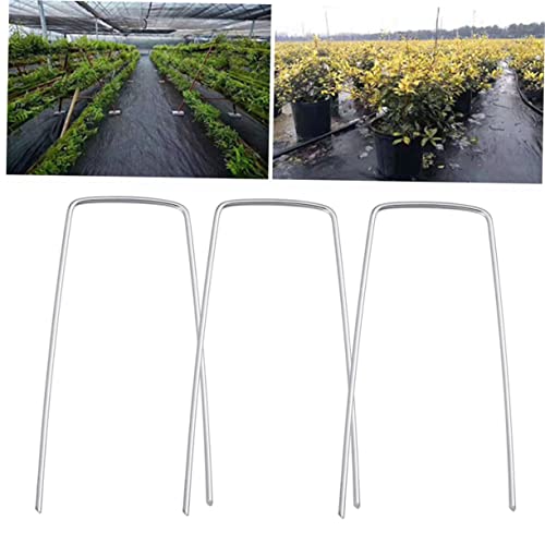 balacoo 100 piezas U-Clavos galvanizados para suelo para césped y jardín Clavos de acero duraderos para asegurar tiendas, toldos y paisajismo miniatura 4