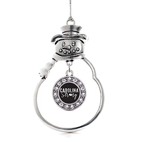 Inspired Silver - Carolina Strong - Silver Christmas Ornament - Circle Charm Christmas Tree Ornament with Cubic Zirconia - Snowman Hanging Decoration