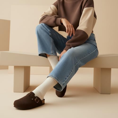 Image of CUSHIONAIRE Hana Womens Clogs | Comfortable Vegan Suede Clogs for Women | Slip On Potato Shoes with Cork Footbed & Arch Support | Memory Foam, Wide Widths Available