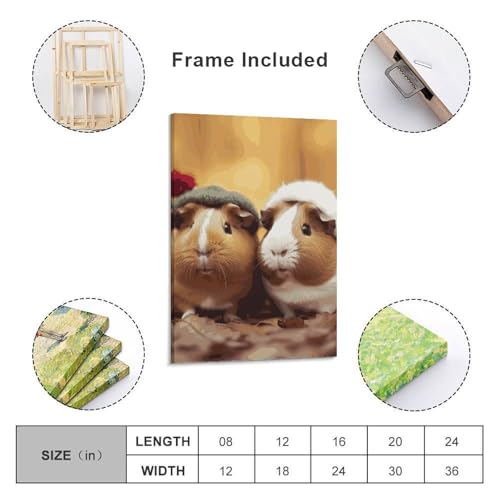 Toile cochons d'Inde mignons tableau moderne pour decoration maison
