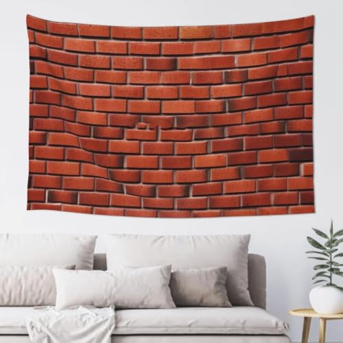 Tenture murale brique rouge 300x220 cm tapisserie style campagnard en tissu pour salon B-7481