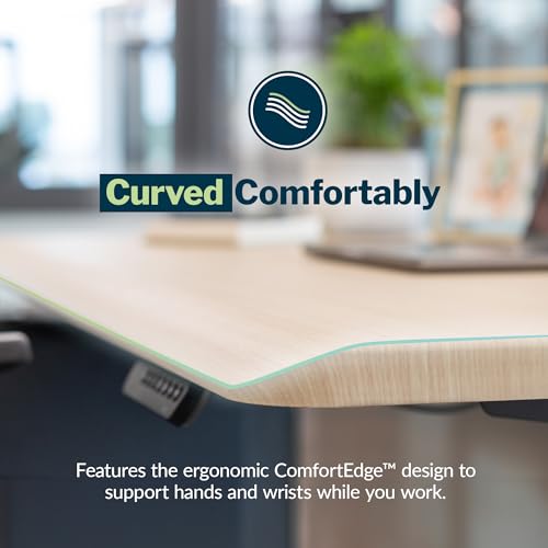 Image of Vari ComfortEdge 80x60 L-Shape Electric Standing Desk - Height Adjustable Sit-Stand VariDesk for Corner Office with Reversible Left /Right Design - Light Wood Top /Slate Legs (Ships in 3 Boxes)