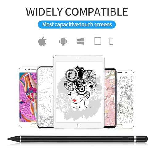 Image of MIXOO Active Stylus Pen for Android Tablet, Digital Pen Active Pencil Fine Point Compatible with iPhone, iPad, Android, Tablets & All Touch Screens - No Palm Rejection (Black)