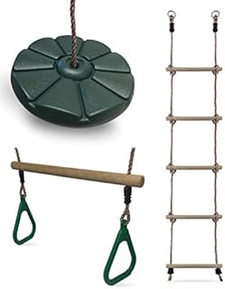 HIKS Rope ladder, Green Trapeze and Button Swing Bundle Available in 5 colours