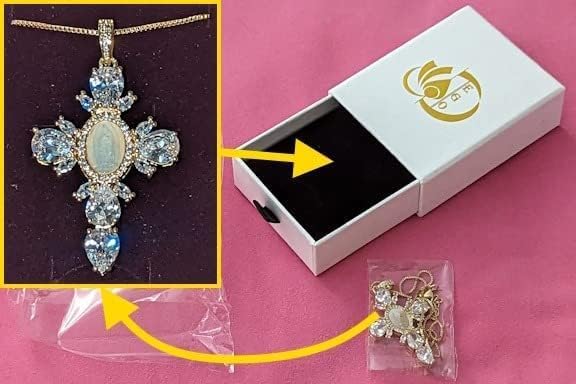Crystal Zircon Cross Necklace For Women Choker Charm Virgin Mary Pendant Box Chain Female Jewelry Collier Femme - Gold3