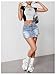 MakeMeChic Women's Ripped Distressed Trim Drop Waist Straight Hem Denim Mini Skirt Blue X-Small