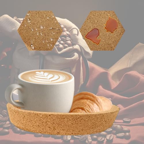 6 Stück Korkuntersetzer Rund Extra Dick Mit Erhöhtem Rand Abwaschbar rutschfest Langlebig Für Die Meisten Tassen Wiederverwendbar Stapelbar