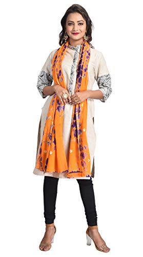 Image of Women's Pure Cotton Multi-Colored Traditional Authentic Tie Dye with Bandhej Bandhani Dupatta Chunni